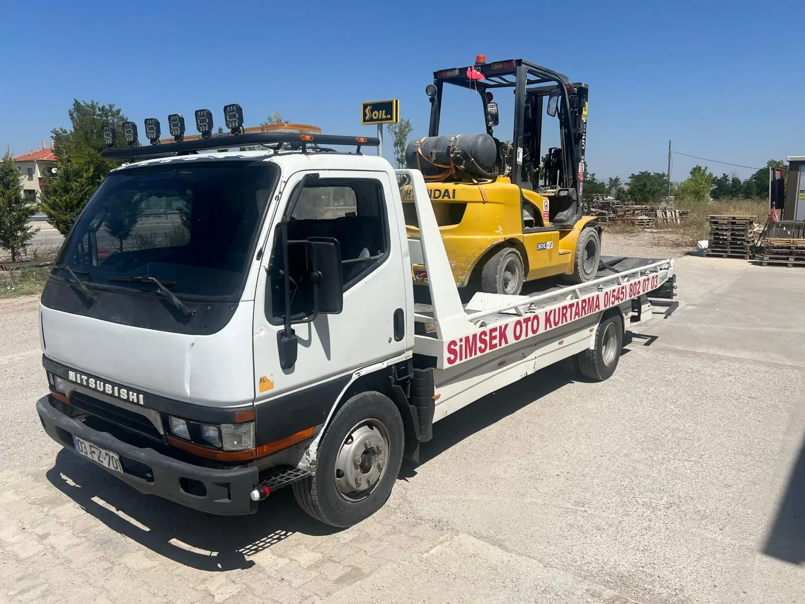 Forklift çekici, iş makinası yol yardım